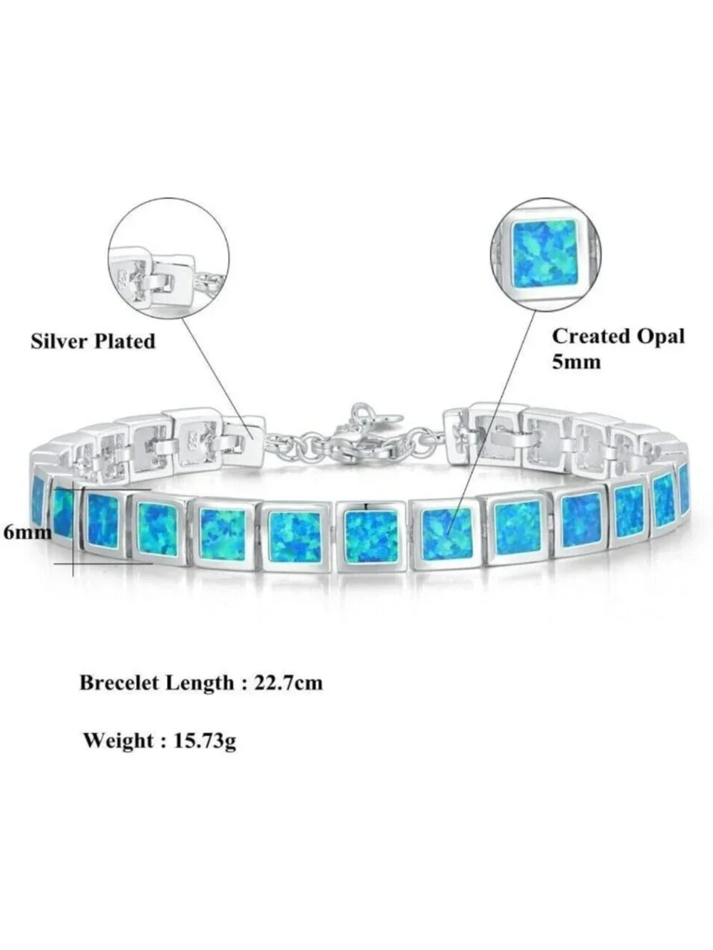Elegant Fire Opal Tennis Bracelet | 14K White Gold Plated | Women's Gemstone